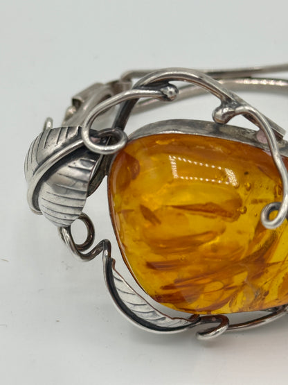 Vintage unika skønvirkestil Rav & Sterlingsølv armbånd. Gdansk, Polen. Fra 1980érne