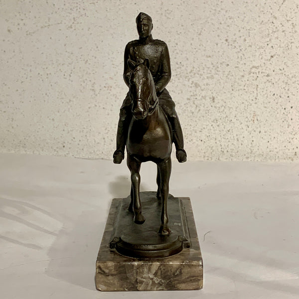 Johan G.C. Galster (f.1910-1997) Christian d. 10. til hest, bronze patineret statue.