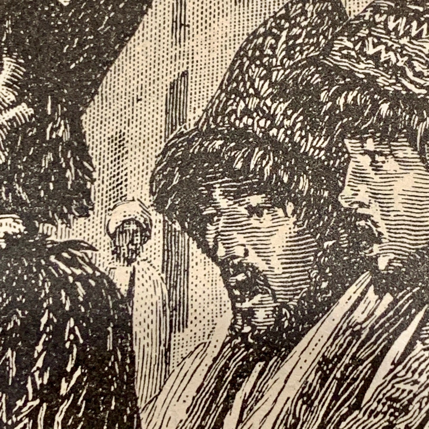 Antique Danish woodcut. Singing Dervishes. From 1887.