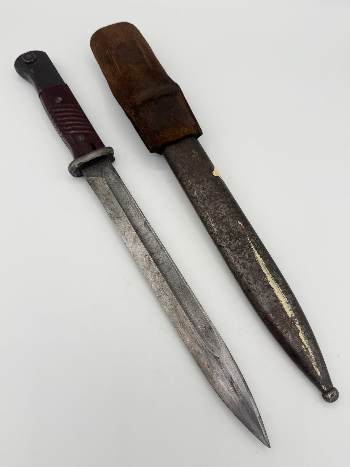 Tysk WW2 nummer-ens Ernst Pack & Söhne Mauser K98 S84/98 III bajonet med frø