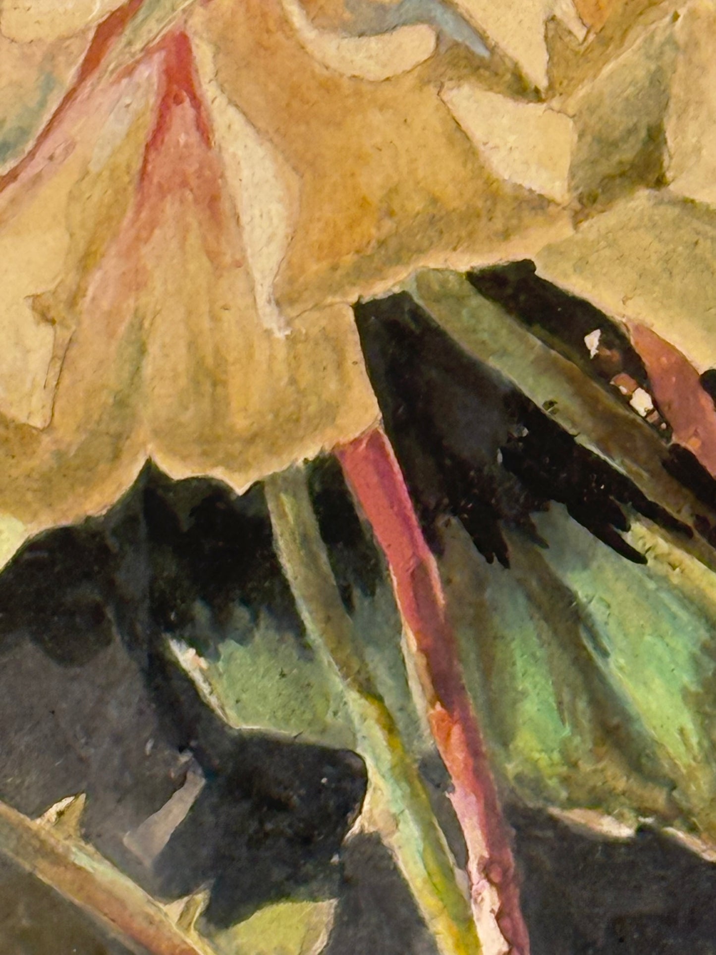 Emil Duelund. Gouache maleri af blomster stilleben. Fra 1950