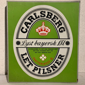 Ældre Carlsberg Let Pilsner metal kasseskilt, fra 1950érne.