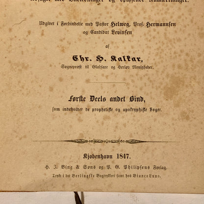 Biblen, Chr. H. Kalkar. Fra 1847. Det gamle testamente m.m.