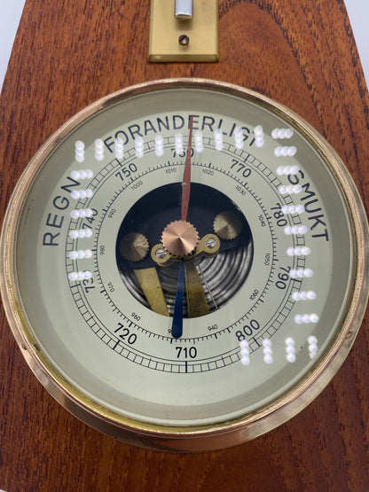 Vintage Barometer med Thermometer. Danmark. Midt 20. Årh