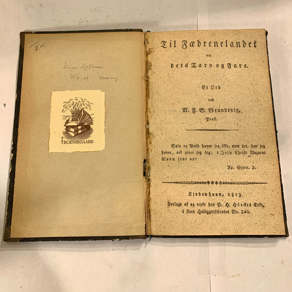 N.F.S.Grundtvig, Til Fædrelandet, fra 1813. 1.Udgave. Antikvarisk dansk bog.
