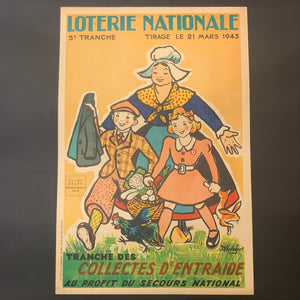 Fransk J.Y.Rochefort “Loterie Nationale”plakat, fra 1943.