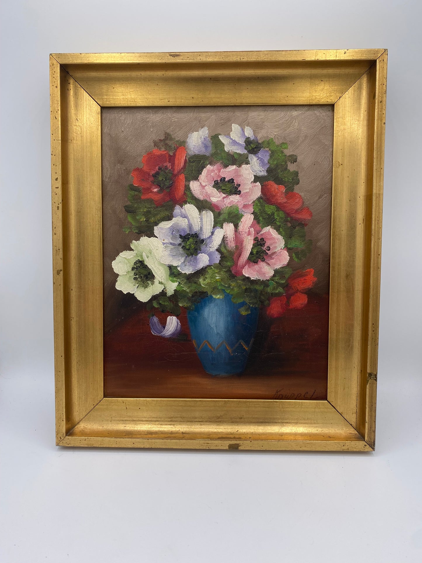 Edvin Knüppel. Blomsterstilleben, oliemaleri. Danmark. Fra midt 20. årh