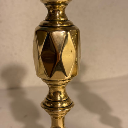 Antikke Viktorianske messing diamant lysestager. Fra 1800 tallet.