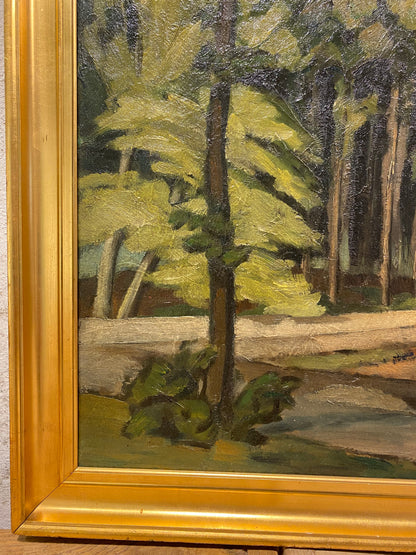 Henning Schiøler (1898-1966). Impressionistisk oliemaleri af Ordrup Krat. Fra 1919