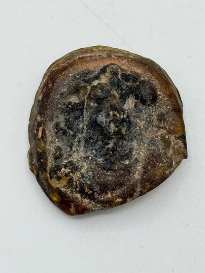 Oldsag. ca. 2000 år gl. Teaterbillet i glas. Græsk/Indisk kultur. Gandhara/ Baktrisk Afghanistan