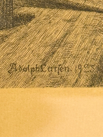 Lithograph by Adolf Larsen (b. 1856-1942) from Frederiksholms Canal, Copenhagen, 1925