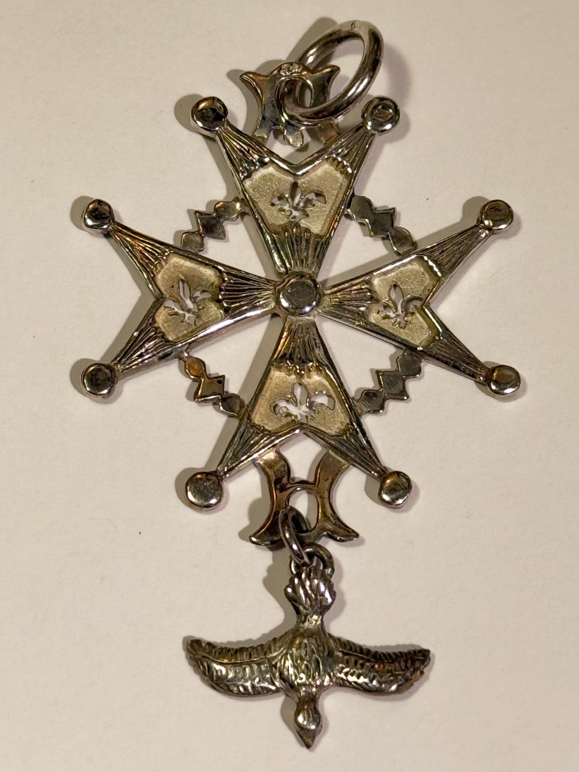 Fransk Huguenot kors vedhæng i sølv. Midt 1900 tallet