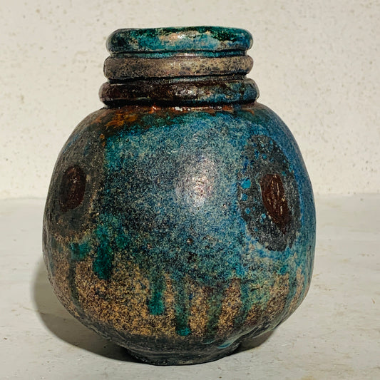 Vintage Raku stentøjs vase, signeret