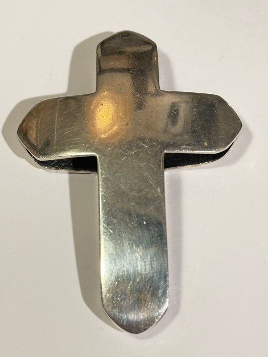 Vintage minimalistisk kors vedhæng i sterling sølv. Slut 1900 tallet