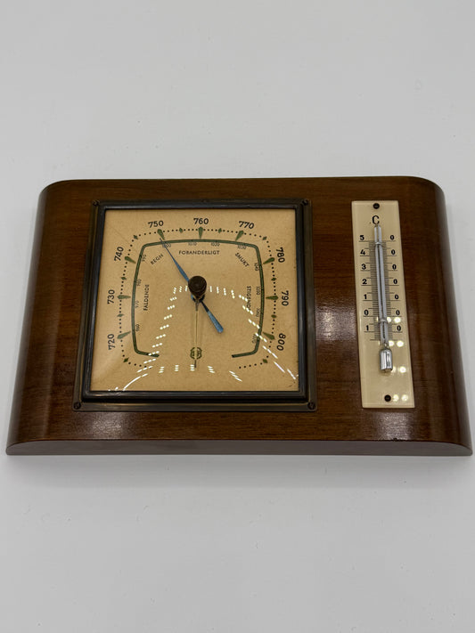 Art Deco SBF Barometer med thermometer. Danmark. Start/midt 20.Årh