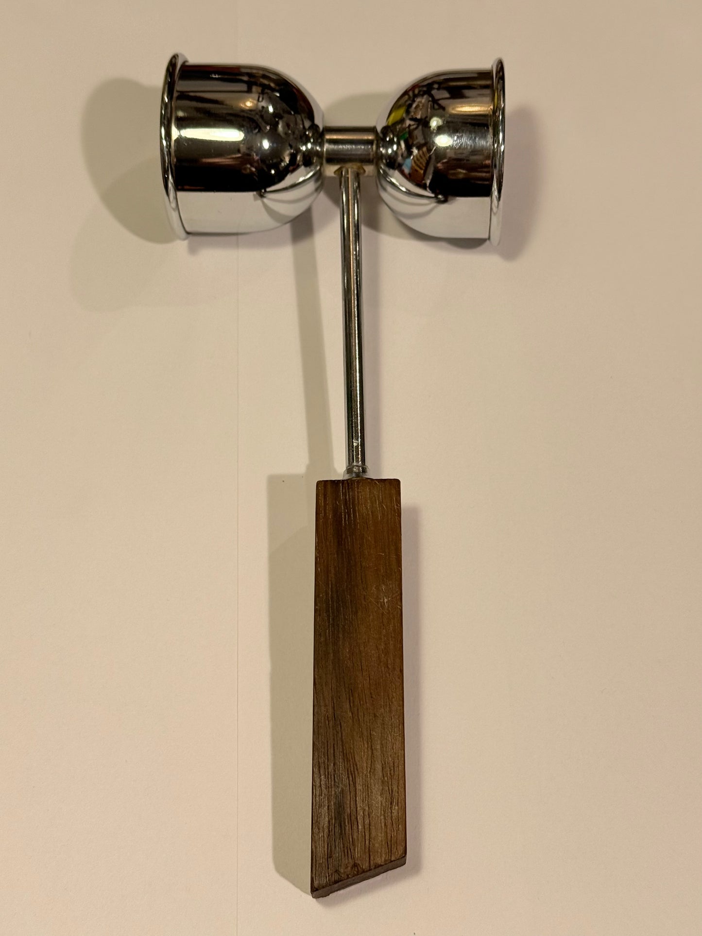 Vintage dobbelt cocktail målebæger i stål & palisander