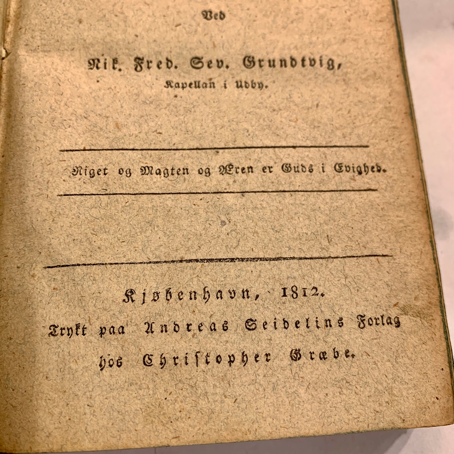 N.F.S.Grundtvig, Kort Begreb af Verdens Krønike, fra 1812. 1.Udgave. Antikvarisk dansk bog.