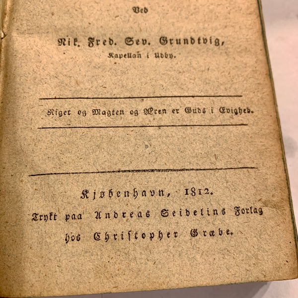 N.F.S.Grundtvig, Kort Begreb af Verdens Krønike, fra 1812. 1.Udgave. Antikvarisk dansk bog.