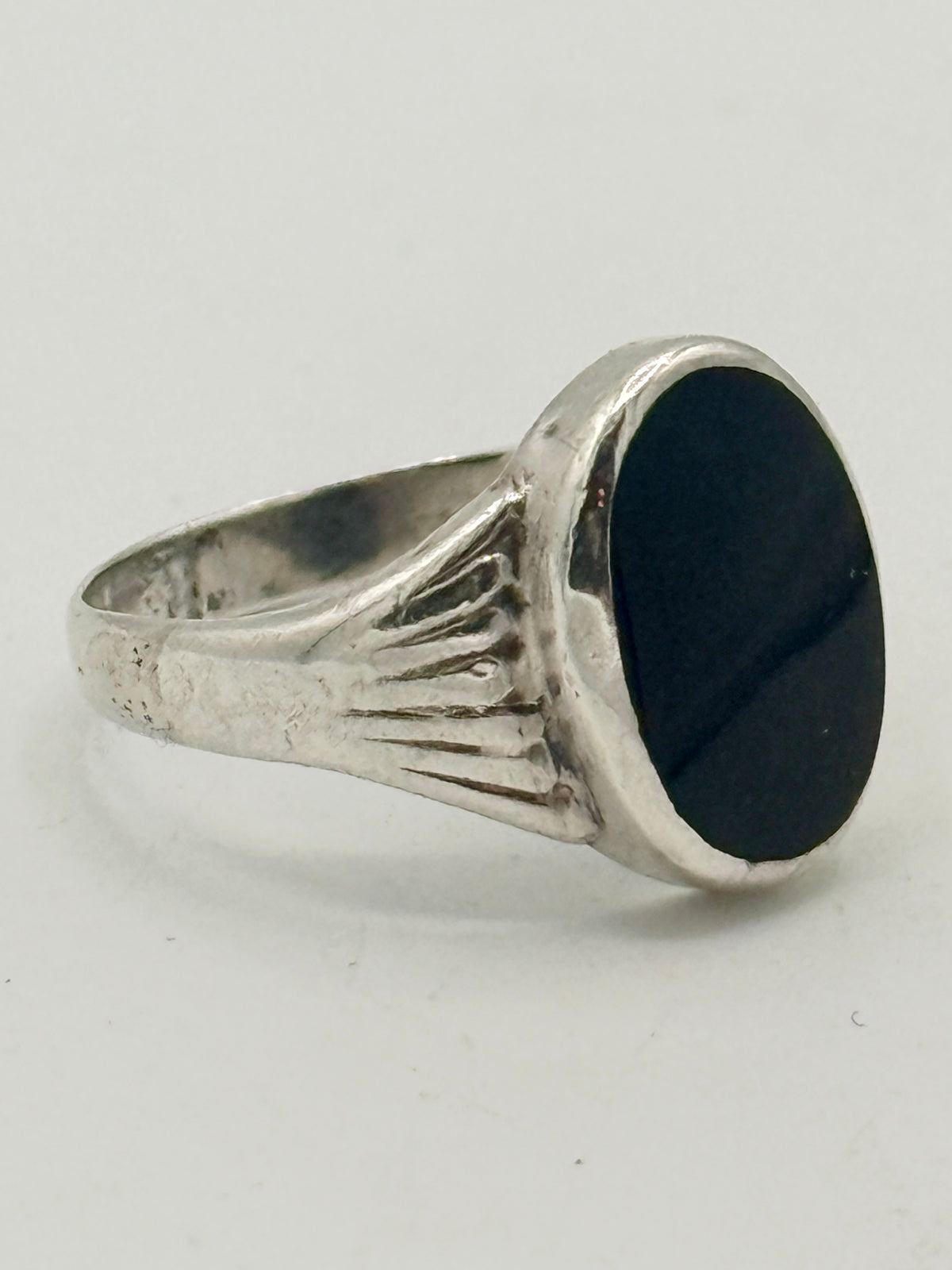 Sterling sølv og onyx signet herrering, fra midt 20. Årh