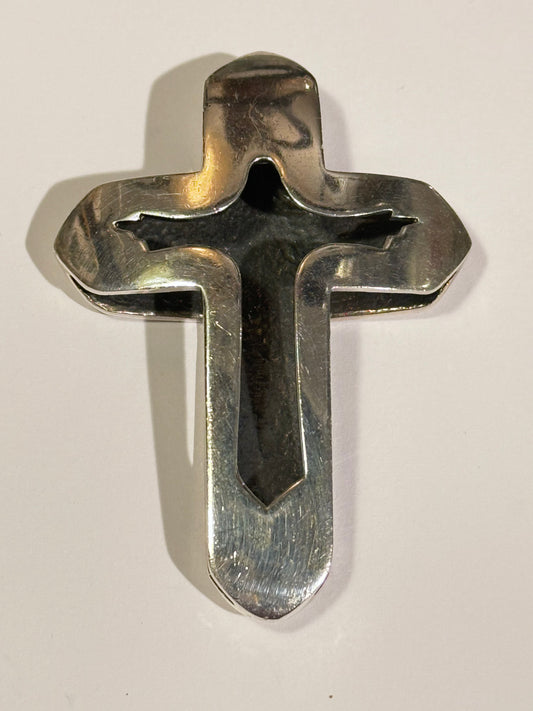 Vintage minimalistisk kors vedhæng i sterling sølv. Slut 1900 tallet