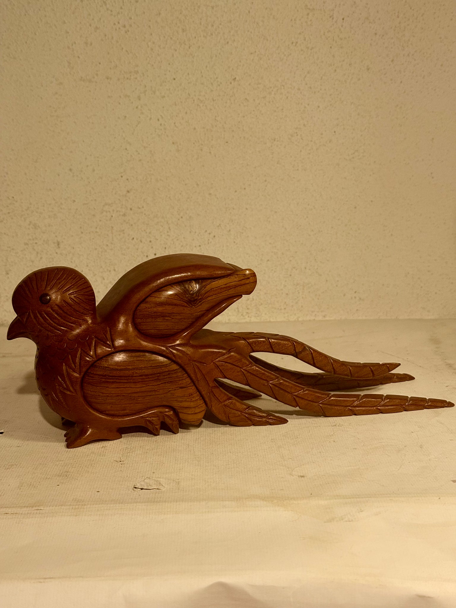 Vintage teak paradise flycatcher box.