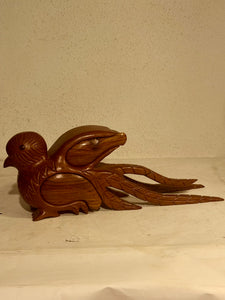 Vintage teak paradise flycatcher box.