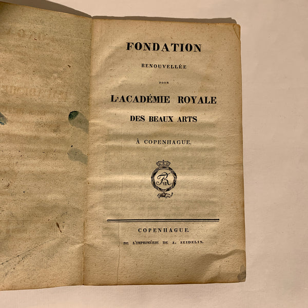 Kgl. Akademie. Antik privilegie hæfte fra 1814. På fransk. 1.Udgave, 1.Oplag.