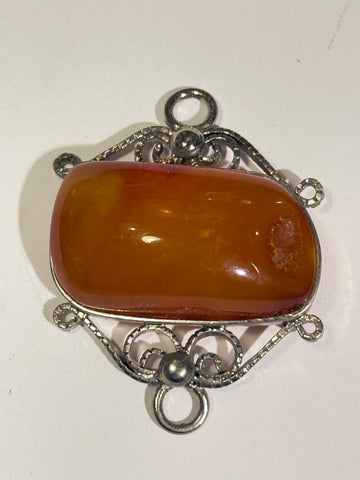 Antik Rav og sølv vedhæng. Start 1900 tallet.