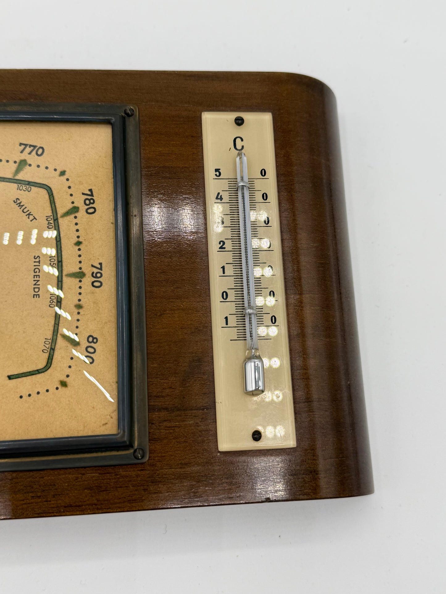 Art Deco SBF Barometer med thermometer. Danmark. Start/midt 20.Årh