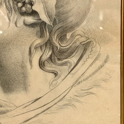 Afrodite. Antik blyants tegning fra start/midt 1800 tallet.