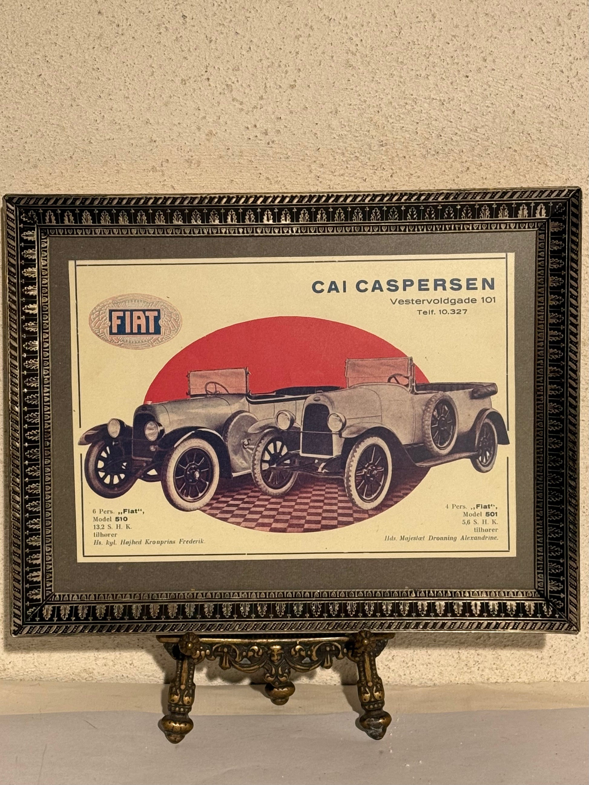 Antik original FIAT Automobil reklame, fra 1923