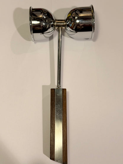 Vintage dobbelt cocktail målebæger i stål & palisander