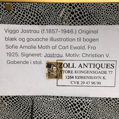 Viggo Jastrau (f.1857-1946.) Illustration af Christian V til Carl Ewald bog. Fra 1925.