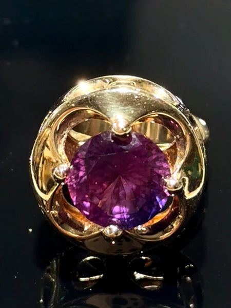 Hermann Siersbøl (1948-64) Stor 14K guld cocktail ring med Amethyst.