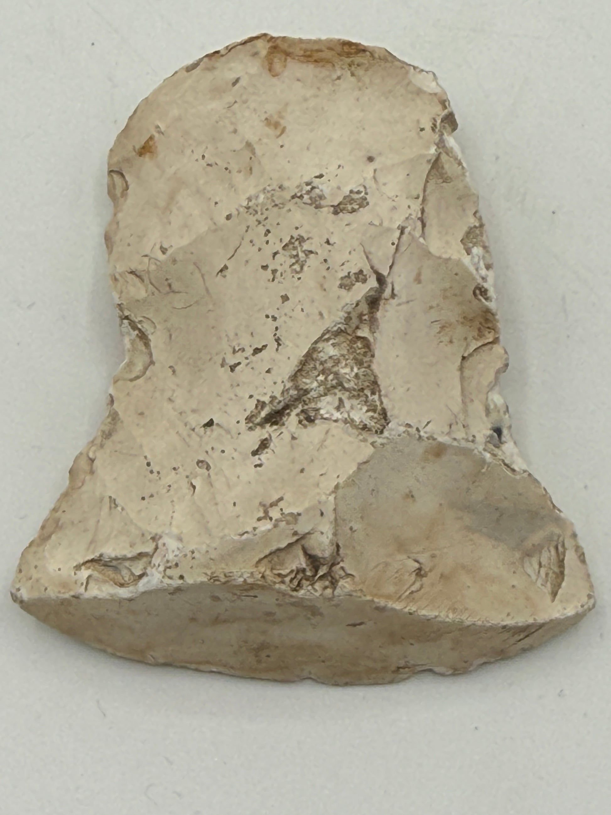 Dansk Stenalder. Asymmetrisk skiveøkse i flint. Sen Ertebølletid: 4500-3900 F.Kr