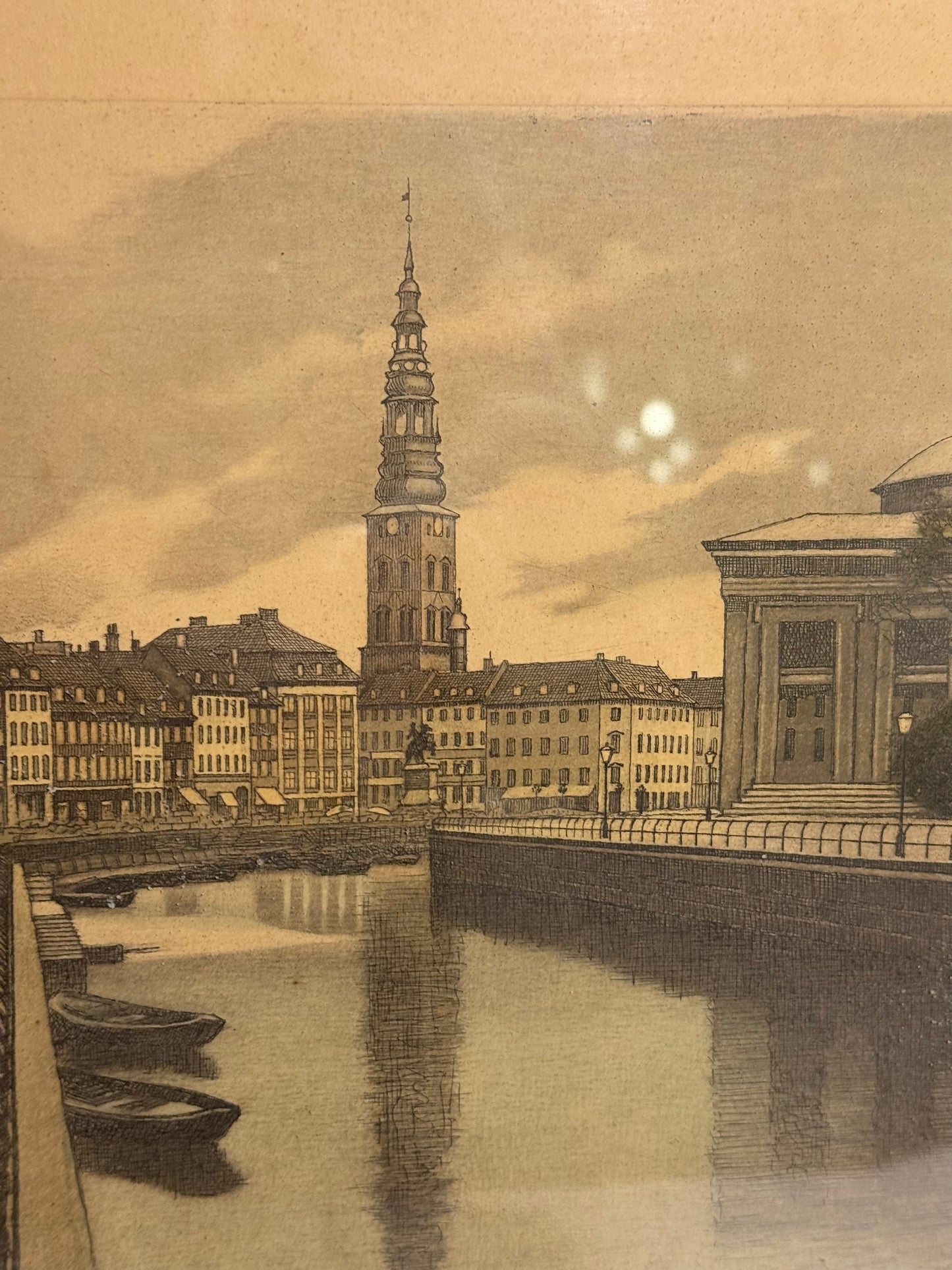 Anker Schouw Lundberg (f.1896-) radering fra Gl.Strand, Kbh. Fra 1933