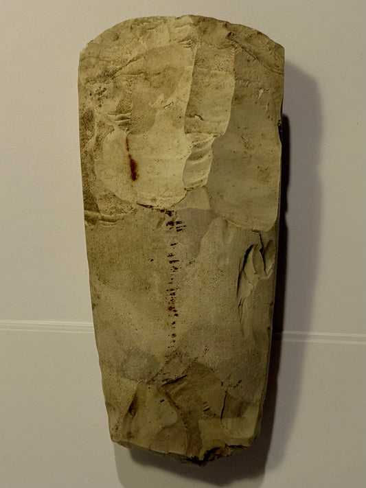 Dansk oldsag. Tyndnakket firsidet flintøkse. Type IIIb. Tragtbægerkultur