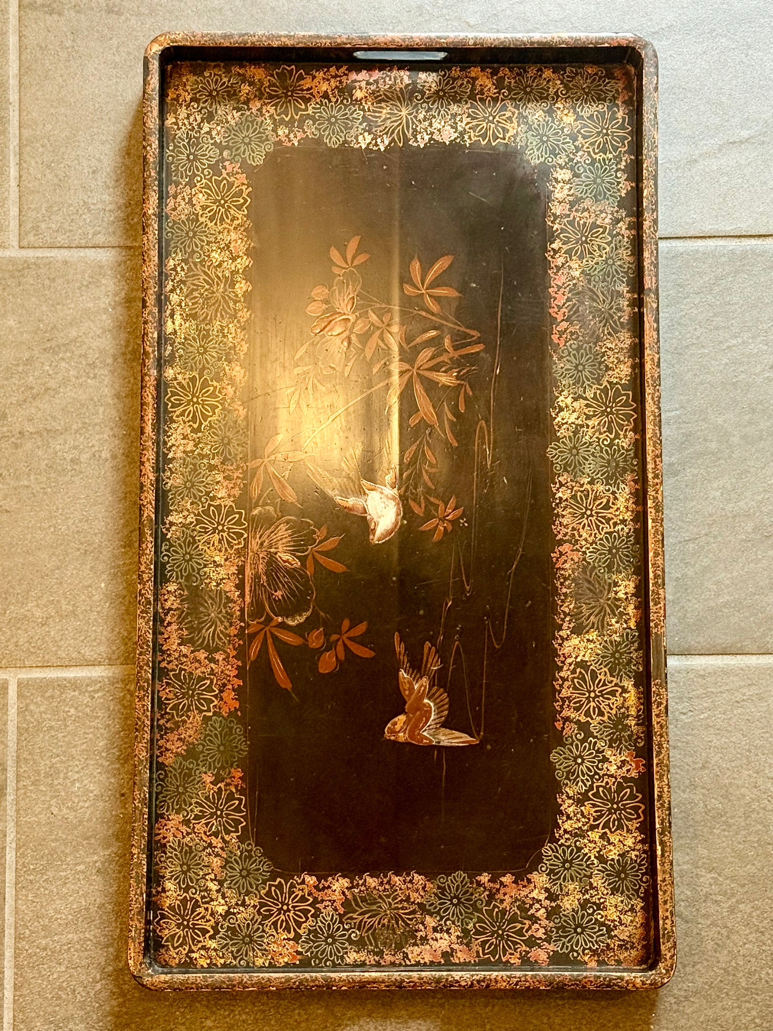 Antique Japanese Urushi lacquer tray, early 1900s.