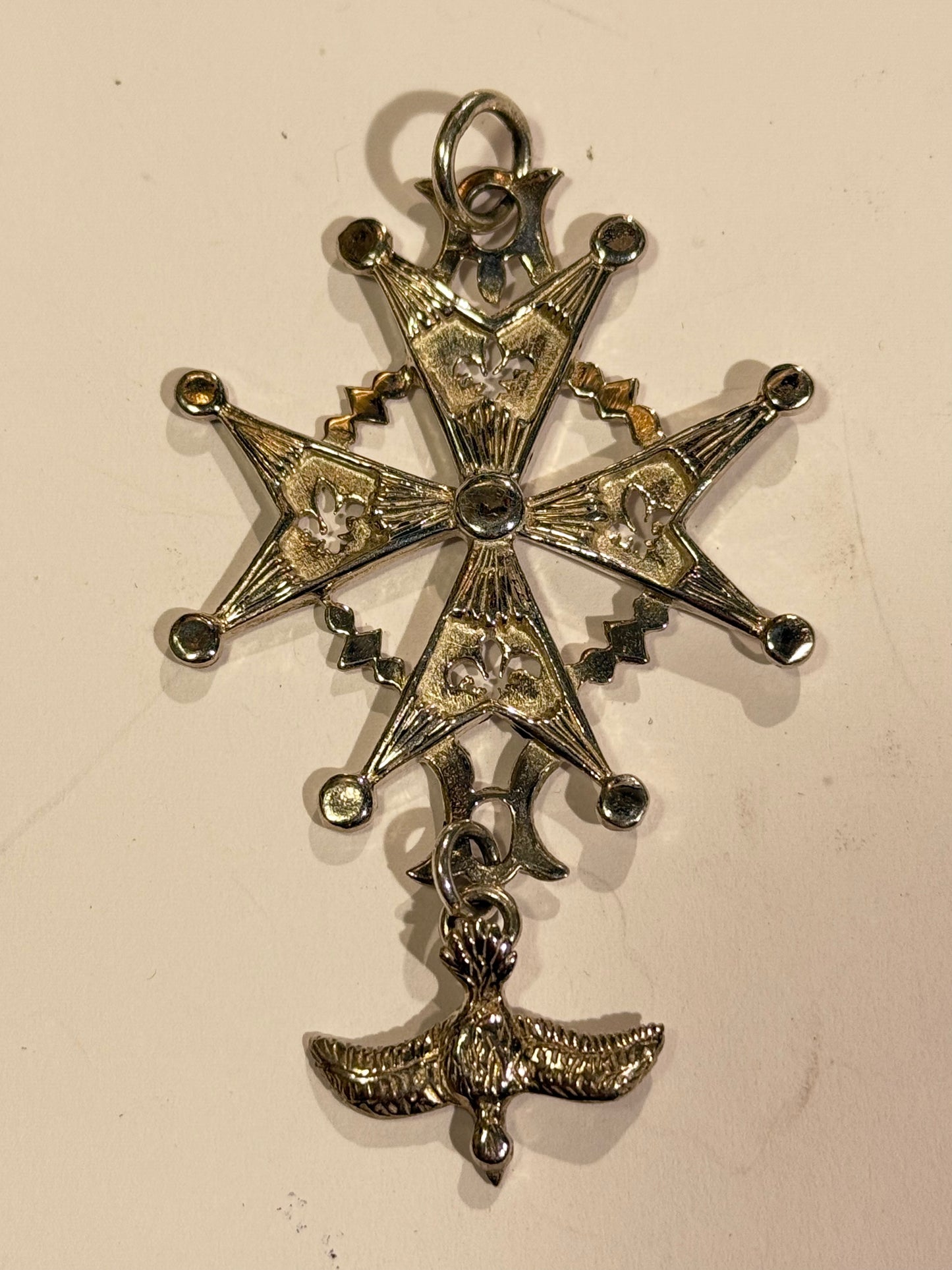 Fransk Huguenot kors vedhæng i sterling sølv. Midt 1900 tallet