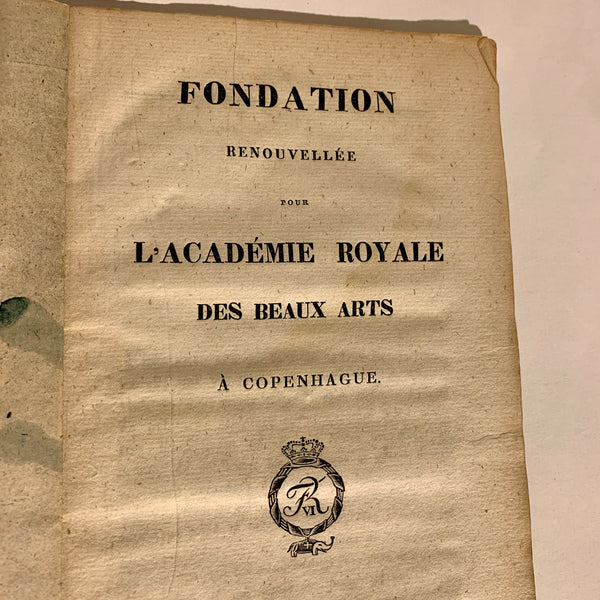 Kgl. Akademie. Antik privilegie hæfte fra 1814. På fransk. 1.Udgave, 1.Oplag.