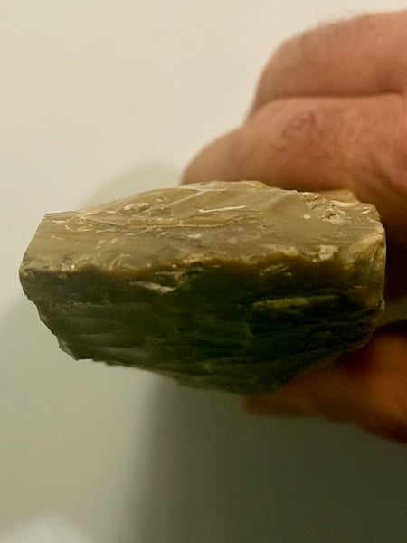 Danish antique. Thick-cracked Lindø axe in flint. Late Jættestuet period.