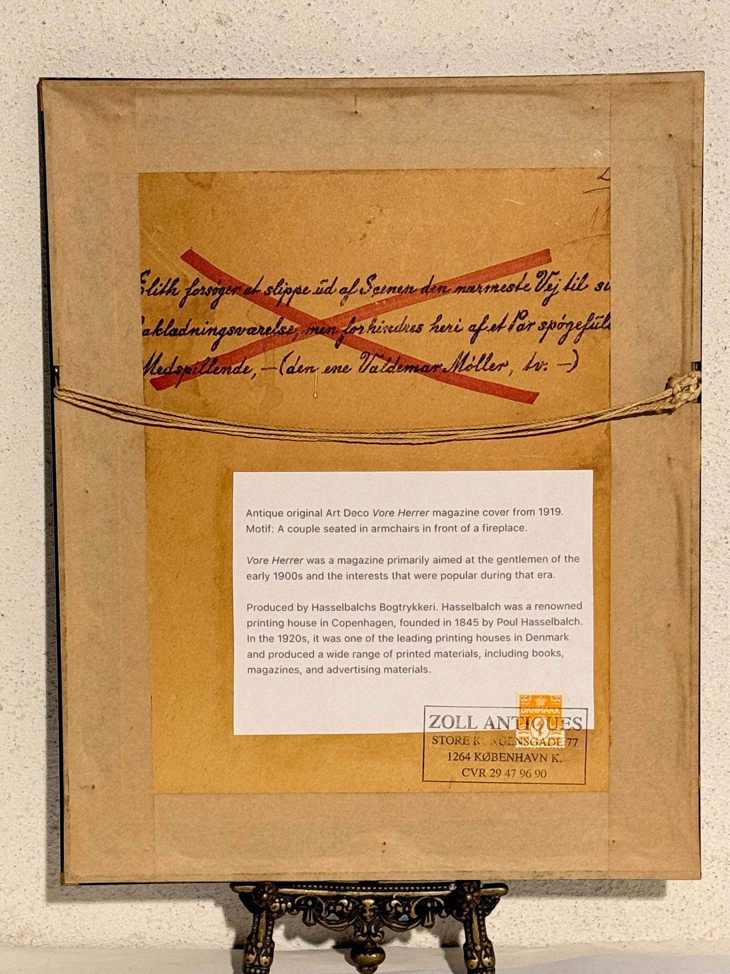 Antik original Art Deco Vore Herrer magasin forside, fra 1919