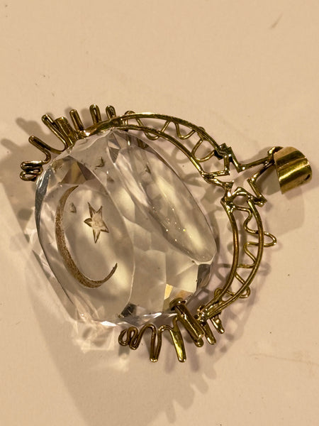 Antik 18K.Guld spinning GOB moon star pendant