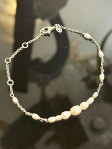 Vintage ægte perle & sterling sølv armbånd.