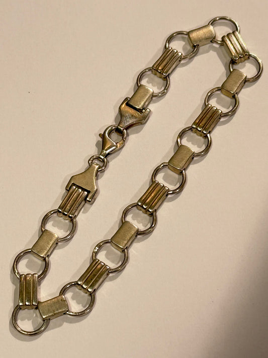 Vintage Fancy link sterling sølvarmbånd. 20cm. Fra slut 1900 tallet