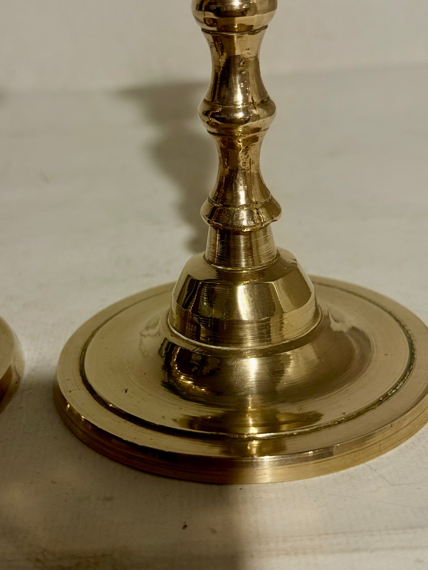 Antikke danske messing lysestager. Fra 1800 tallet.