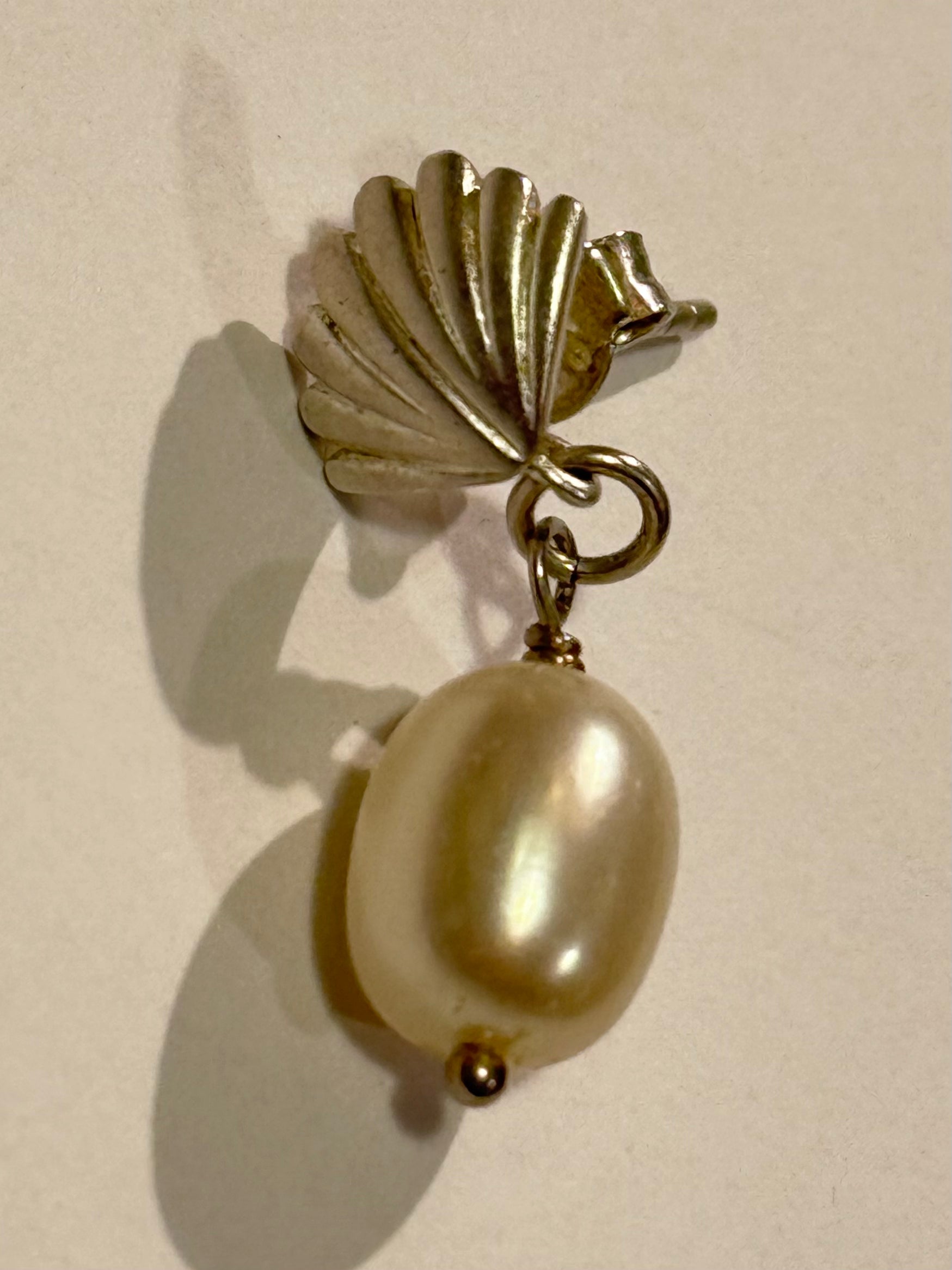 Vintage ægte kultur perle & sølv muslinge ørering