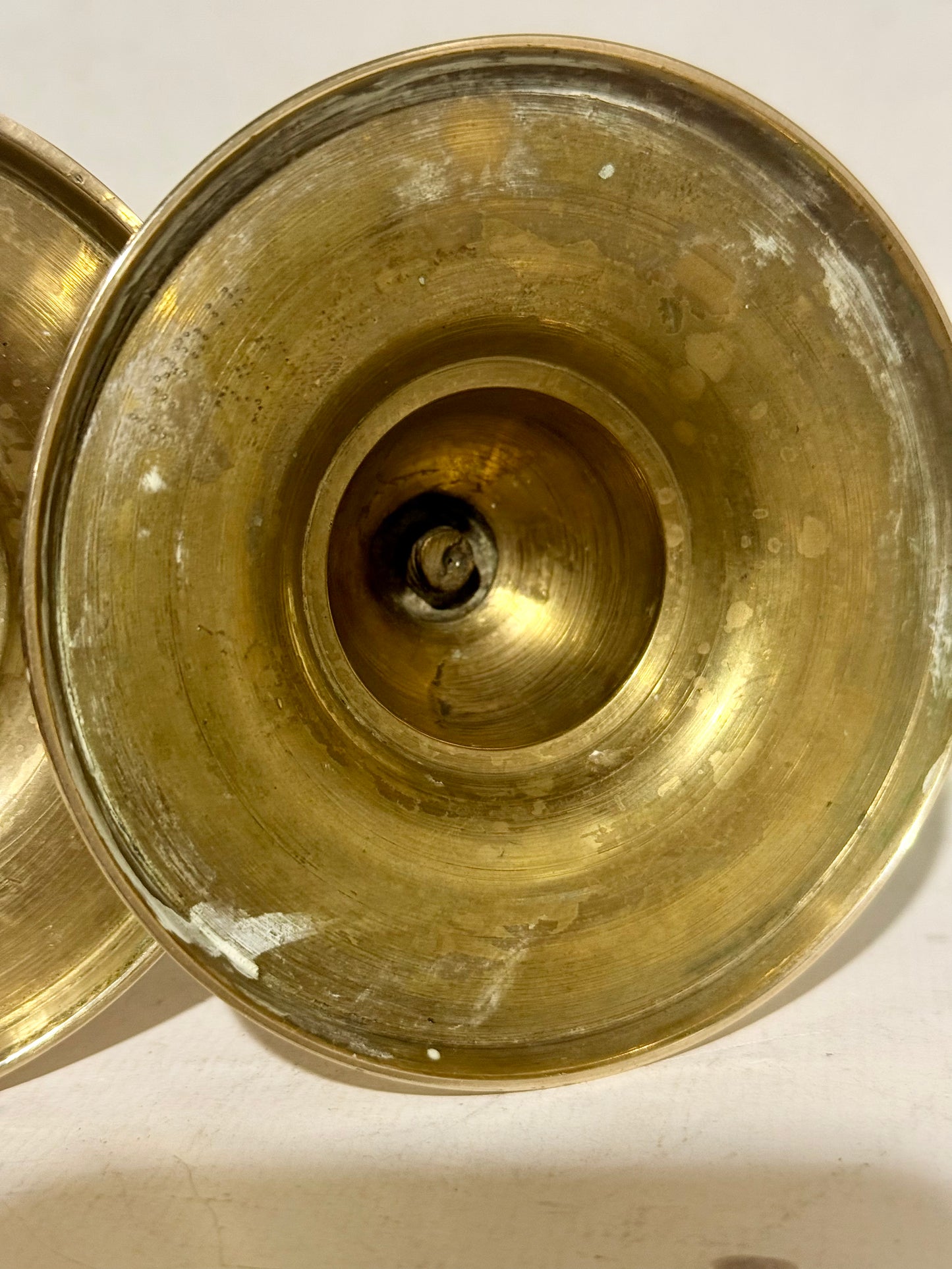 Antikke danske messing lysestager. Fra 1800 tallet.