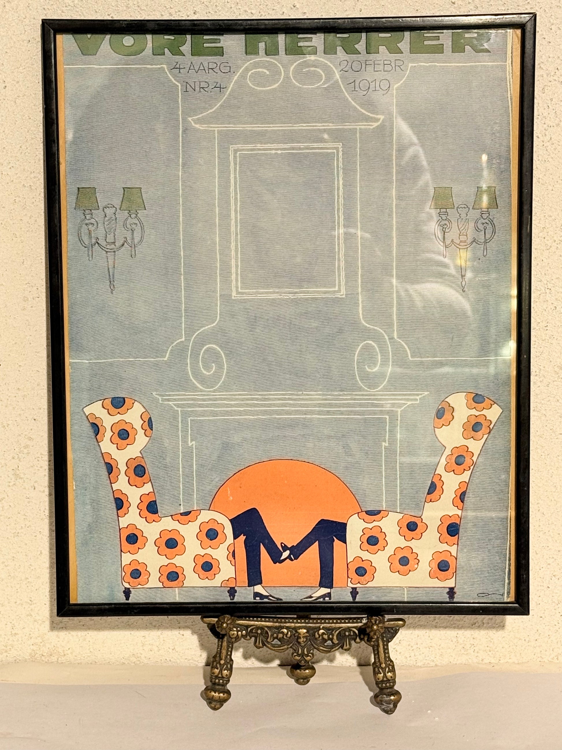 Antik original Art Deco Vore Herrer magasin forside, fra 1919