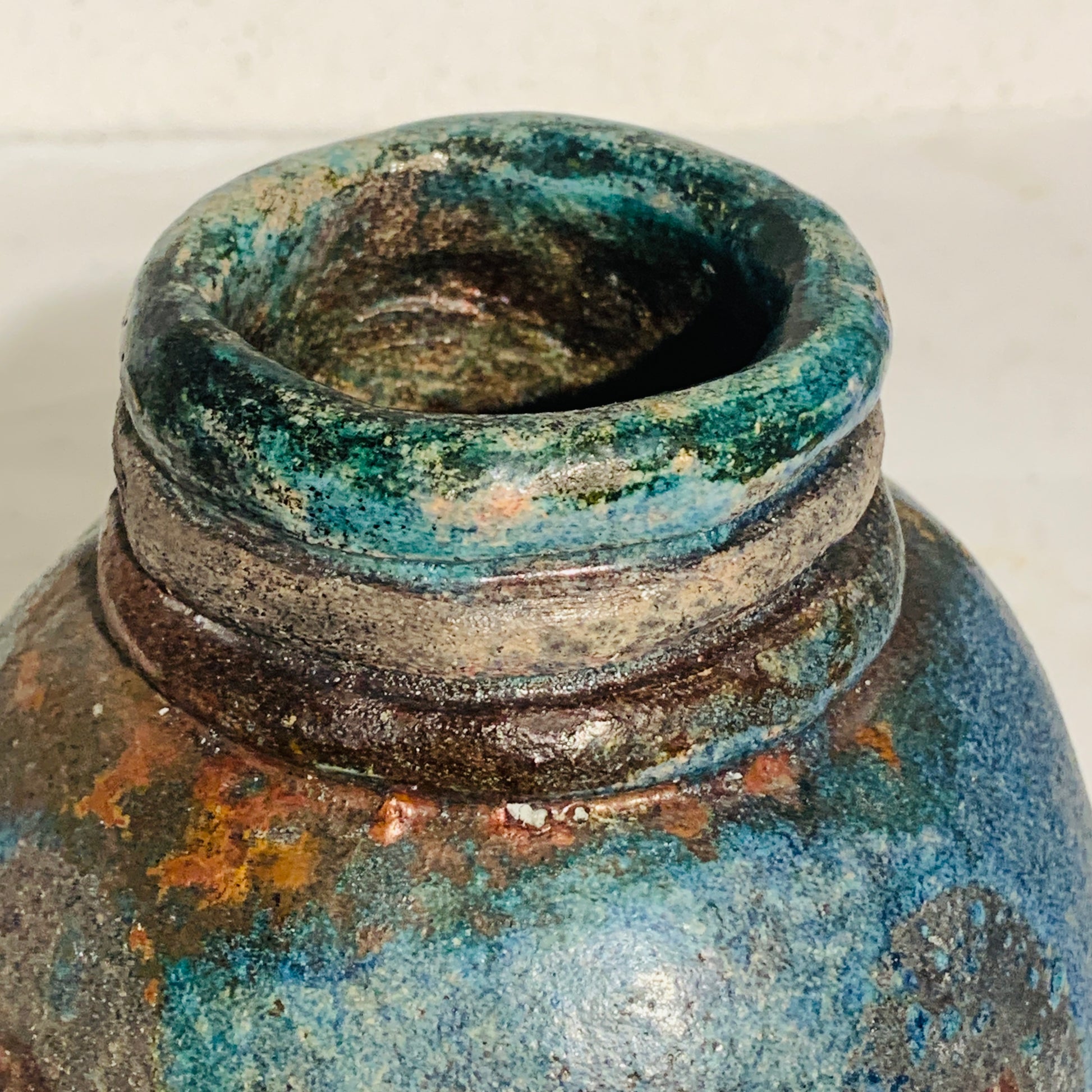 Vintage Raku stentøjs vase, signeret